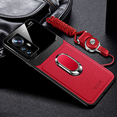 Soft Silicone Gel Leather Snap On Case Cover with Magnetic FL2 for Xiaomi Mi 12T 5G Red