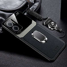 Soft Silicone Gel Leather Snap On Case Cover with Magnetic FL2 for Xiaomi Redmi 10 5G Black