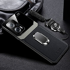 Soft Silicone Gel Leather Snap On Case Cover with Magnetic FL2 for Xiaomi Redmi Note 12T Pro 5G Black