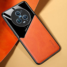 Soft Silicone Gel Leather Snap On Case Cover with Magnetic for Huawei Honor Magic5 Pro 5G Orange