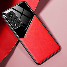 Soft Silicone Gel Leather Snap On Case Cover with Magnetic for Huawei Honor V40 5G Red