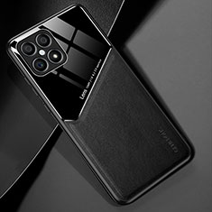 Soft Silicone Gel Leather Snap On Case Cover with Magnetic for Huawei Honor X8 4G Black