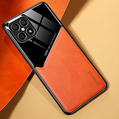 Soft Silicone Gel Leather Snap On Case Cover with Magnetic for Huawei Honor X8 4G Orange