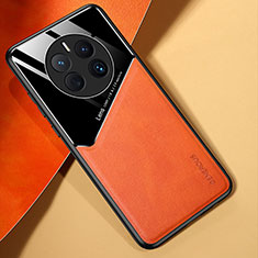 Soft Silicone Gel Leather Snap On Case Cover with Magnetic for Huawei Mate 50 Orange