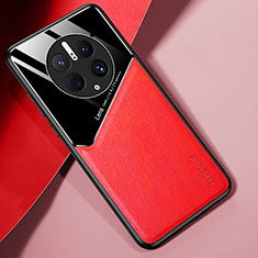 Soft Silicone Gel Leather Snap On Case Cover with Magnetic for Huawei Mate 50 Pro Red