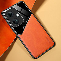 Soft Silicone Gel Leather Snap On Case Cover with Magnetic for Oppo K11 5G Orange