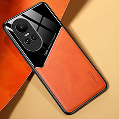 Soft Silicone Gel Leather Snap On Case Cover with Magnetic for Oppo Reno10 5G Orange