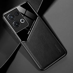 Soft Silicone Gel Leather Snap On Case Cover with Magnetic for Oppo Reno8 Pro 5G Black