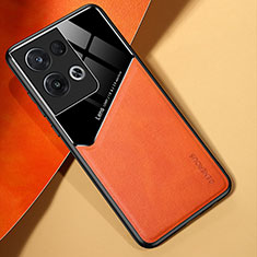 Soft Silicone Gel Leather Snap On Case Cover with Magnetic for Oppo Reno8 Pro+ Plus 5G Orange