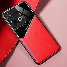 Soft Silicone Gel Leather Snap On Case Cover with Magnetic for Oppo Reno8 Pro+ Plus 5G Red