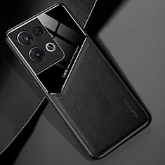 Soft Silicone Gel Leather Snap On Case Cover with Magnetic for Oppo Reno9 5G Black