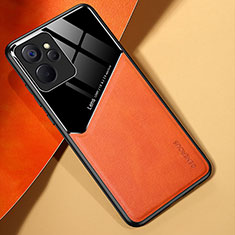 Soft Silicone Gel Leather Snap On Case Cover with Magnetic for Realme 10T 5G Orange