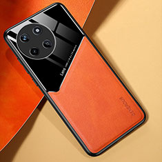 Soft Silicone Gel Leather Snap On Case Cover with Magnetic for Realme 11 4G Orange