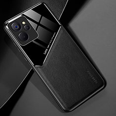Soft Silicone Gel Leather Snap On Case Cover with Magnetic for Realme 9i 5G Black