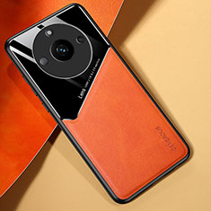 Soft Silicone Gel Leather Snap On Case Cover with Magnetic for Realme Narzo 60 5G Orange