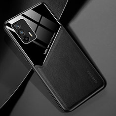 Soft Silicone Gel Leather Snap On Case Cover with Magnetic for Realme Q3 Pro 5G Black