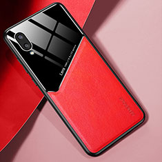 Soft Silicone Gel Leather Snap On Case Cover with Magnetic for Samsung Galaxy A02 Red