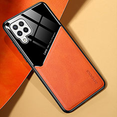 Soft Silicone Gel Leather Snap On Case Cover with Magnetic for Samsung Galaxy A22 4G Orange