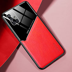 Soft Silicone Gel Leather Snap On Case Cover with Magnetic for Samsung Galaxy A71 4G A715 Red