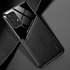 Soft Silicone Gel Leather Snap On Case Cover with Magnetic for Samsung Galaxy M32 5G Black