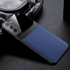 Soft Silicone Gel Leather Snap On Case Cover with Magnetic for Samsung Galaxy S22 Plus 5G Blue