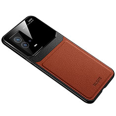 Soft Silicone Gel Leather Snap On Case Cover with Magnetic for Vivo iQOO 8 Pro 5G Brown