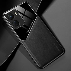 Soft Silicone Gel Leather Snap On Case Cover with Magnetic for Vivo Y16 Black