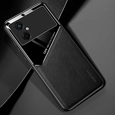 Soft Silicone Gel Leather Snap On Case Cover with Magnetic for Xiaomi Poco M4 5G Black