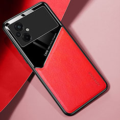 Soft Silicone Gel Leather Snap On Case Cover with Magnetic for Xiaomi Poco M5 4G Red