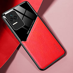 Soft Silicone Gel Leather Snap On Case Cover with Magnetic for Xiaomi Redmi K50 5G Red