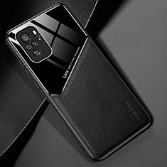 Soft Silicone Gel Leather Snap On Case Cover with Magnetic for Xiaomi Redmi Note 10 4G Black