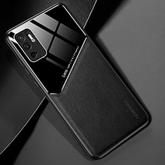 Soft Silicone Gel Leather Snap On Case Cover with Magnetic for Xiaomi Redmi Note 10 5G Black