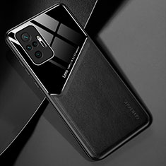 Soft Silicone Gel Leather Snap On Case Cover with Magnetic for Xiaomi Redmi Note 10 Pro 4G Black