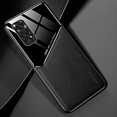 Soft Silicone Gel Leather Snap On Case Cover with Magnetic for Xiaomi Redmi Note 11 4G (2022) Black