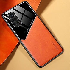 Soft Silicone Gel Leather Snap On Case Cover with Magnetic for Xiaomi Redmi Note 11 4G (2022) Orange