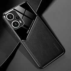 Soft Silicone Gel Leather Snap On Case Cover with Magnetic for Xiaomi Redmi Note 12 Turbo 5G Black