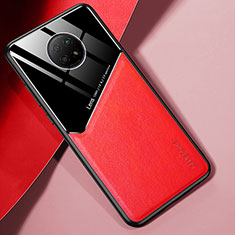 Soft Silicone Gel Leather Snap On Case Cover with Magnetic for Xiaomi Redmi Note 9T 5G Red
