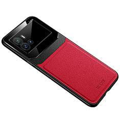 Soft Silicone Gel Leather Snap On Case Cover with Magnetic S01 for Vivo iQOO 9 Pro 5G Red