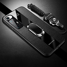 Soft Silicone Gel Leather Snap On Case Cover with Magnetic S01 for Xiaomi Mi 10S 5G Black