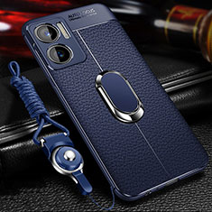 Soft Silicone Gel Leather Snap On Case Cover with Magnetic S01 for Xiaomi Redmi 10 5G Blue