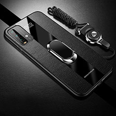 Soft Silicone Gel Leather Snap On Case Cover with Magnetic S01 for Xiaomi Redmi 9 Power Black