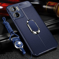 Soft Silicone Gel Leather Snap On Case Cover with Magnetic S01 for Xiaomi Redmi Note 11E 5G Blue