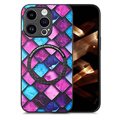 Soft Silicone Gel Leather Snap On Case Cover with Magnetic S01D for Apple iPhone 13 Pro Max Purple