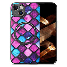 Soft Silicone Gel Leather Snap On Case Cover with Magnetic S01D for Apple iPhone 13 Purple