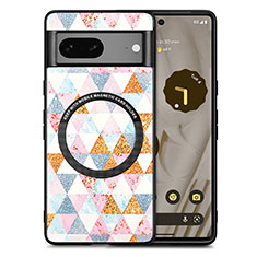 Soft Silicone Gel Leather Snap On Case Cover with Magnetic S01D for Google Pixel 7a 5G White