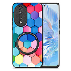 Soft Silicone Gel Leather Snap On Case Cover with Magnetic S01D for Huawei Honor 80 5G Colorful