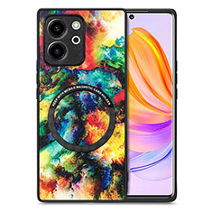 Soft Silicone Gel Leather Snap On Case Cover with Magnetic S01D for Huawei Honor 80 SE 5G Mixed