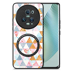 Soft Silicone Gel Leather Snap On Case Cover with Magnetic S01D for Huawei Honor Magic5 Pro 5G White