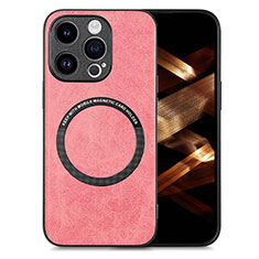 Soft Silicone Gel Leather Snap On Case Cover with Magnetic S02D for Apple iPhone 13 Pro Max Pink