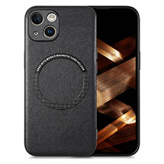 Soft Silicone Gel Leather Snap On Case Cover with Magnetic S02D for Apple iPhone 14 Black